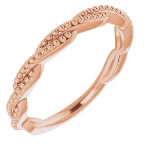 14K Rose Stackable Twisted Beaded Ring      -51807:103:P-ST-WBC