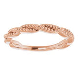14K Rose Stackable Twisted Beaded Ring      -51807:103:P-ST-WBC