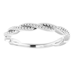 Sterling Silver Stackable Twisted Beaded Ring      -51807:105:P-ST-WBC