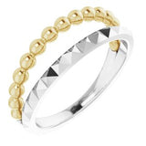 14K White & Yellow Beaded & Geometric Stacked Ring   -51786:104:P-ST-WBC