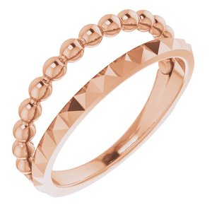 14K Rose Beaded & Geometric Stacked Ring   -51786:103:P-ST-WBC