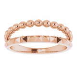 14K Rose Beaded & Geometric Stacked Ring   -51786:103:P-ST-WBC