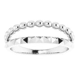 14K White Beaded & Geometric Stacked Ring   -51786:101:P-ST-WBC