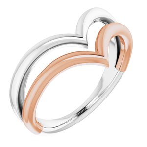 14K White & Rose Double V Ring   -51814:105:P-ST-WBC