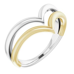 14K White & Yellow Double V Ring   -51814:104:P-ST-WBC