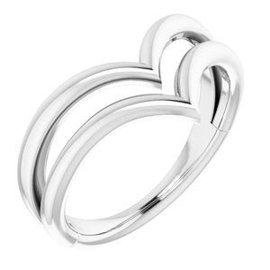 14K White Double V Ring   -51814:101:P-ST-WBC