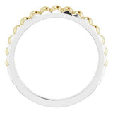 14K White & Yellow Beaded & Geometric Stacked Ring   -51786:104:P-ST-WBC