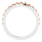 14K White & Rose Beaded & Geometric Stacked Ring   -51786:105:P-ST-WBC