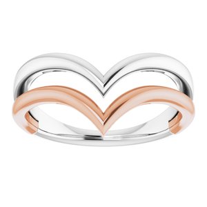 14K White & Rose Double V Ring   -51814:105:P-ST-WBC