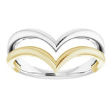 14K White & Yellow Double V Ring   -51814:104:P-ST-WBC