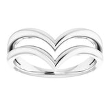 Sterling Silver Double V Ring-51814:107:P-ST-WBC