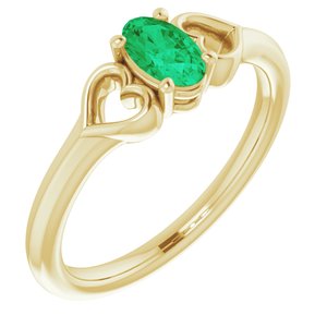 14K Yellow Chatham¬Æ Lab-Created Emerald Youth Heart Ring  -71987:622:P-ST-WBC