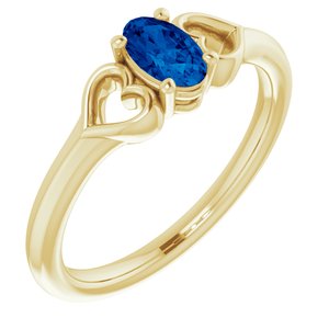 14K Yellow 5x3 mm Oval Blue Sapphire Youth Heart Ring-71987:627:P-ST-WBC
