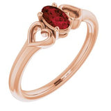 14K Rose 5x3 mm Oval Garnet Youth Heart Ring-71987:632:P-ST-WBC