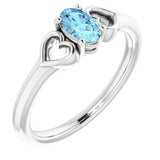 Platinum 5x3 mm Oval Aquamarine Youth Heart Ring-71987:650:P-ST-WBC