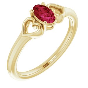 14K Yellow 5x3 mm Oval Ruby Youth Heart Ring-71987:624:P-ST-WBC