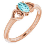 14K Rose 5x3 mm Oval Zircon Youth Heart Ring-71987:647:P-ST-WBC