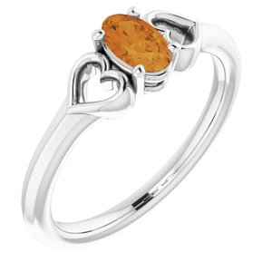 Platinum 5x3 mm Oval Citrine Youth Heart Ring-71987:662:P-ST-WBC