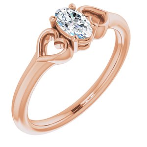 14K Rose 5x3 mm Oval Diamond Youth Heart Ring-71987:636:P-ST-WBC