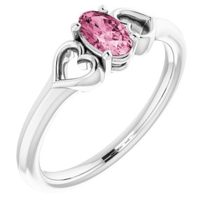 Platinum 5x3 mm Oval Tourmaline Youth Heart Ring-71987:661:P-ST-WBC