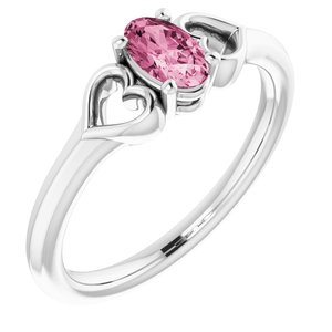 Sterling Silver 5x3 mm Oval Imitation Tourmaline Youth Heart Ring-71987:689:P-ST-WBC