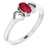 Platinum 5x3 mm Oval Ruby Youth Heart Ring-71987:656:P-ST-WBC