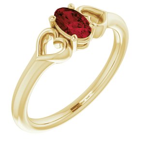 14K Yellow 5x3 mm Oval Garnet Youth Heart Ring-71987:616:P-ST-WBC