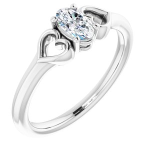 Platinum 5x3 mm Oval Diamond Youth Heart Ring-71987:652:P-ST-WBC