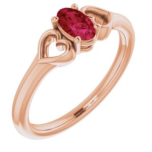 14K Rose 5x3 mm Oval Ruby Youth Heart Ring-71987:640:P-ST-WBC