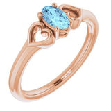 14K Rose 5x3 mm Oval Aquamarine Youth Heart Ring-71987:634:P-ST-WBC