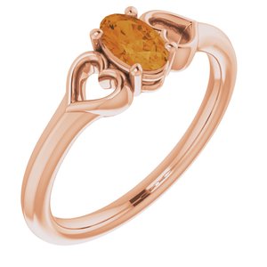 14K Rose 5x3 mm Oval Citrine Youth Heart Ring-71987:646:P-ST-WBC
