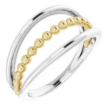 14K White & Yellow Negative Space Beaded Ring   -51818:104:P-ST-WBC