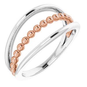 14K White & Rose Negative Space Beaded Ring   -51818:105:P-ST-WBC