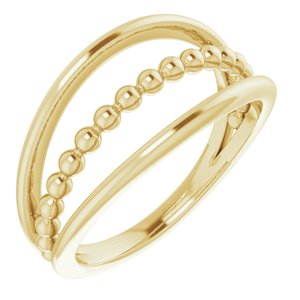 14K Yellow Negative Space Beaded Ring   -51818:102:P-ST-WBC