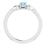 Sterling Silver 5x3 mm Oval Imitation Aquamarine Youth Heart Ring-71987:682:P-ST-WBC