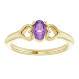 14K Yellow 5x3 mm Oval Amethyst Youth Heart Ring-71987:617:P-ST-WBC