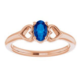 14K Rose 5x3 mm Oval Blue Sapphire Youth Heart Ring-71987:643:P-ST-WBC