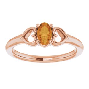 14K Rose 5x3 mm Oval Citrine Youth Heart Ring-71987:646:P-ST-WBC