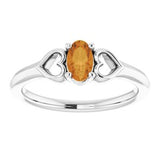 Sterling Silver 5x3 mm Oval Imitation Citrine Youth Heart Ring-71987:690:P-ST-WBC