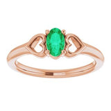 14K Rose 5x3 mm Oval Emerald Youth Heart Ring-71987:637:P-ST-WBC