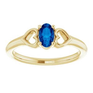 14K Yellow 5x3 mm Oval Blue Sapphire Youth Heart Ring-71987:627:P-ST-WBC