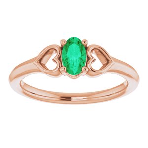 14K Rose Chatham¬Æ Lab-Created Emerald Youth Heart Ring  -71987:638:P-ST-WBC