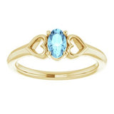 14K Yellow 5x3 mm Oval Aquamarine Youth Heart Ring-71987:618:P-ST-WBC