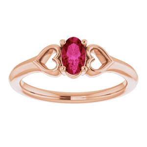 14K Rose 5x3 mm Oval Ruby Youth Heart Ring-71987:640:P-ST-WBC