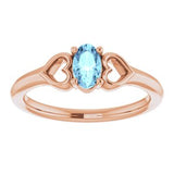 14K Rose 5x3 mm Oval Aquamarine Youth Heart Ring-71987:634:P-ST-WBC