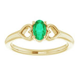 14K Yellow 5x3 mm Oval Emerald Youth Heart Ring-71987:621:P-ST-WBC