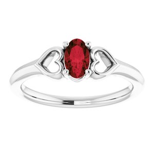 Sterling Silver 5x3 mm Oval Garnet Youth Heart Ring-71987:664:P-ST-WBC