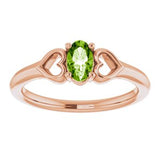 14K Rose 5x3 mm Oval Peridot Youth Heart Ring-71987:642:P-ST-WBC