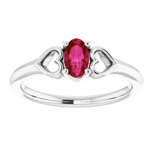 14K White 5x3 mm Oval Ruby Youth Heart Ring-71987:608:P-ST-WBC
