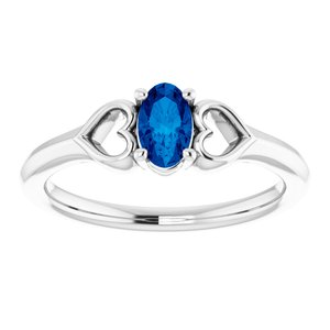 Platinum 5x3 mm Oval Blue Sapphire Youth Heart Ring-71987:659:P-ST-WBC